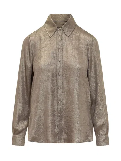 Momoni' Monomì Shirt In Bronzed Laminated Fabric In Multi