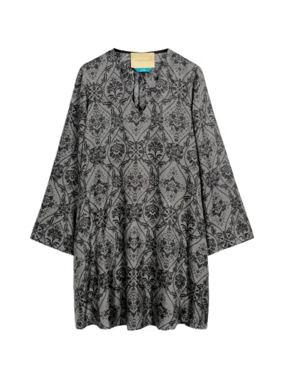 Momoní Naela Printed Silk Mini Dress In Gray