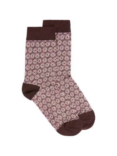 Momoní Nanami Patterned Socks In Burgundy