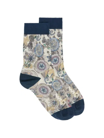 Momoní Nanami Pattern-print Socks In Blue
