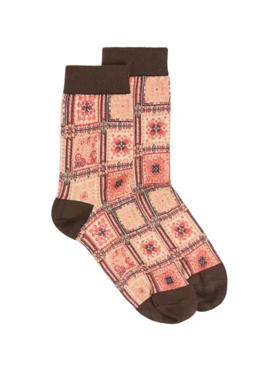 Momoní Nanami Pattern-print Socks In Pink