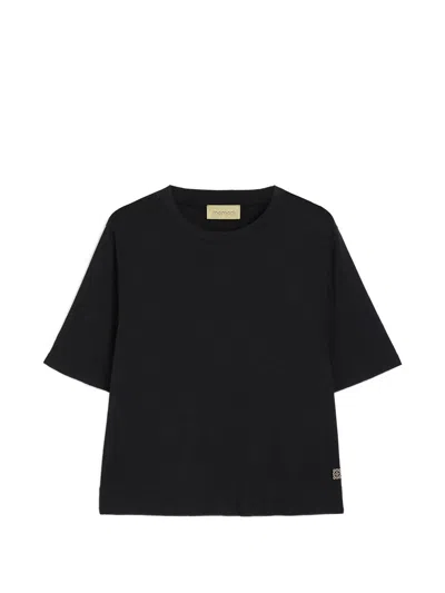 Momoní Noche Embroidered T-shirt In Black
