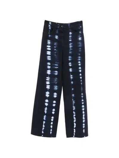 Momoní Olivina Tie-dye Wide-leg Trousers In Blue