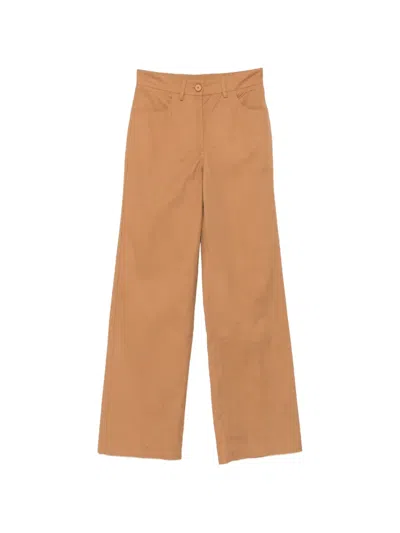 Momoní Olivina Wide-leg Tailored Cotton Trousers In Brown