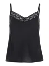 Momoní 'paine' Black Top With V Neck And Lace Embellishment On The Front In Black