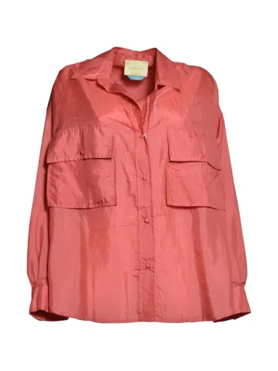 Momoní Patch-pocket Silk Shirt In Orange