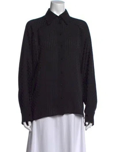 Pre-owned Momoní Patterned Long Sleeve Blouse W/ Tags In Black