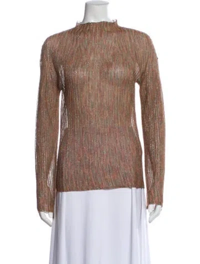 Pre-owned Momoní Patterned Mock Neck Top In Multi