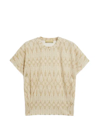 Momoní Pawa Embossed-jacquard T-shirt In Neutral