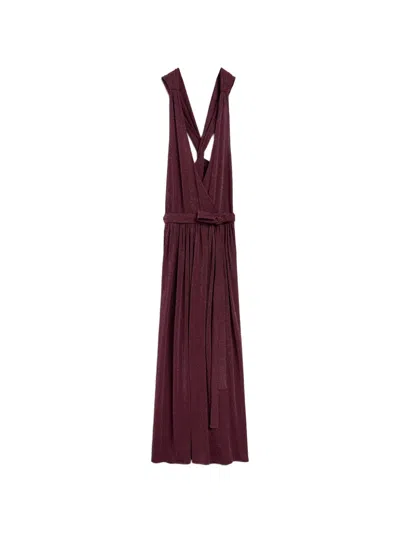 Momoní Pepita Sleeveless Dress In Burgundy