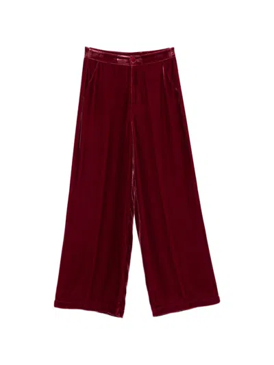 Momoní "phoenix" Lightweight Velvet Soft Model Trousers In Red
