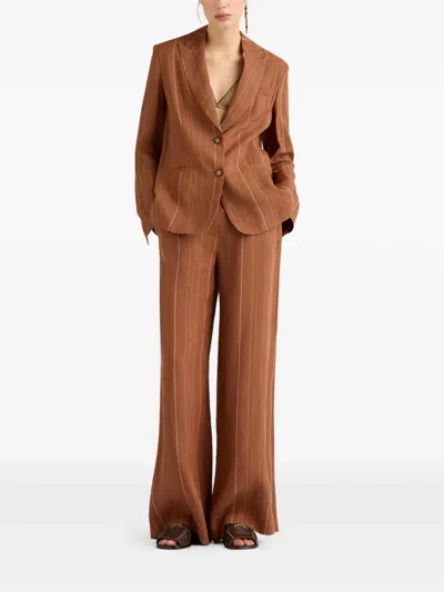 Momoní Pinstripe Wide Trousers In Brown