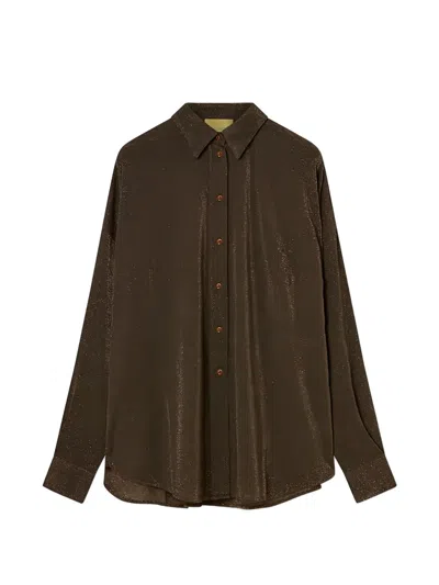 Momoní Pitanga Bis Lurex-jersey Shirt In Brown