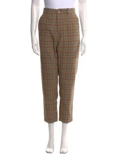 Pre-owned Momoní Plaid Print Straight Leg Pants W/ Tags In Brown