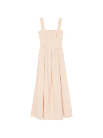 Momoní Pleated Square-neck Maxi Dress In Pink