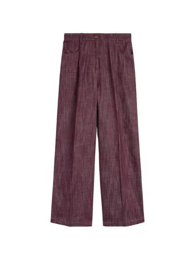 Momoní Pleated Wide-leg Trousers In Burgundy