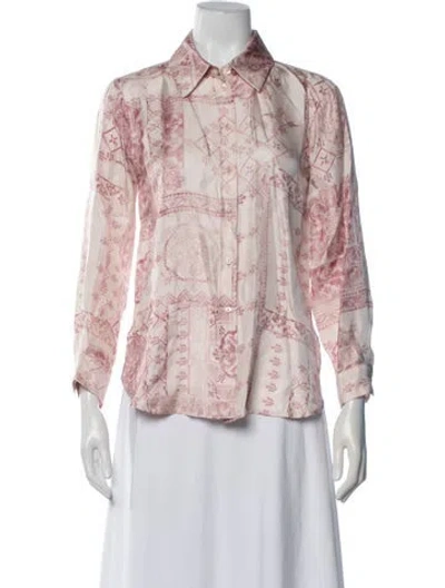 Pre-owned Momoní Printed Long Sleeve Button-up Top In Multicolor