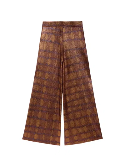 Momoní Printed Lurex Anselmo Trousers In Brown