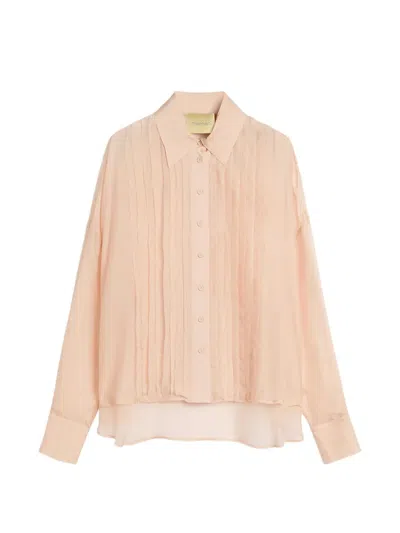 Momoní Raw Cut Bib Shirt In Pink