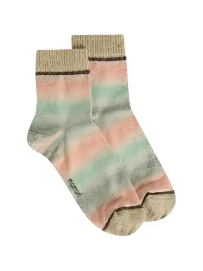 Momoní Rojo Melange Lurex Socks In Multi