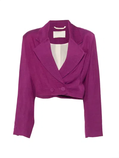 Momoní Rosita Cropped Double-breasted Jacket In Purple