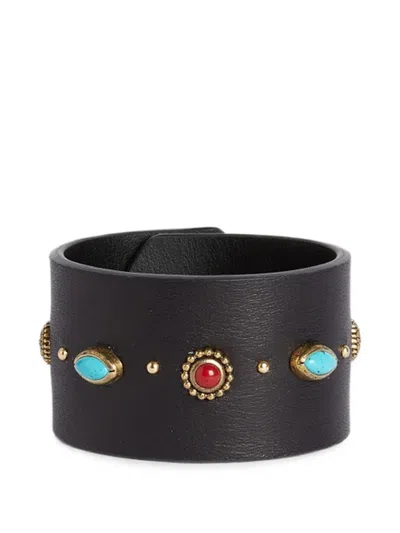 Momoní Saguaro Studded Leather Bracelet In Black