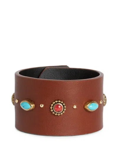 Momoní Saguaro Studded Leather Bracelet In Brown