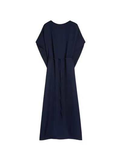 Momoní Sakari Dress With Cape Sleeves In Blue