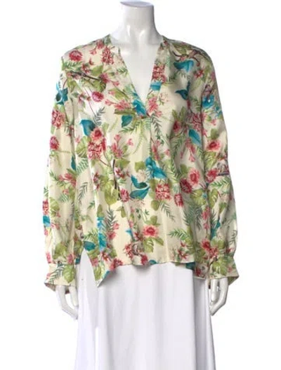 Pre-owned Momoní Silk Floral Print Blouse In Multicolor