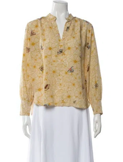 Pre-owned Momoní Silk Floral Print Blouse In Neutral