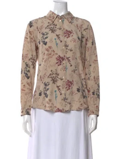Pre-owned Momoní Silk Floral Print Blouse In Neutral