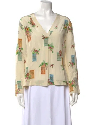 Pre-owned Momoní Silk Floral Print Blouse In Neutral