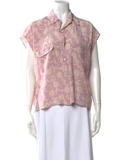 Pre-owned Momoní Silk Floral Print Blouse In Pink