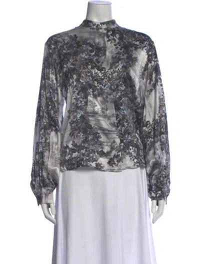 Pre-owned Momoní Silk Floral Print Blouse W/ Tags In White