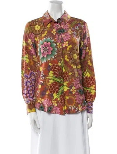 Pre-owned Momoní Silk Floral Print Button-up Top In Multi