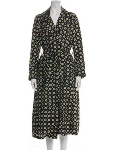 Pre-owned Momoní Silk Floral Print Coat In Blue