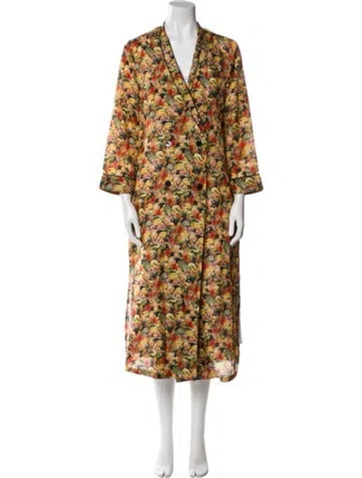 Pre-owned Momoní Silk Floral Print Robe In Multi