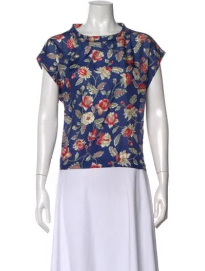 Pre-owned Momoní Silk Floral Print Top In Multi
