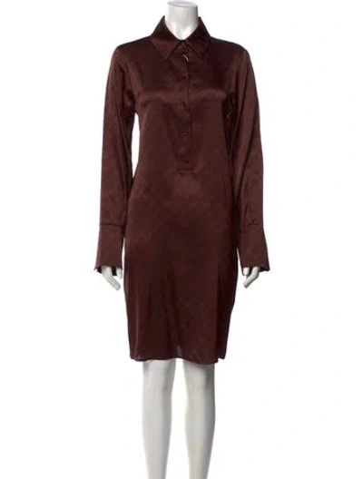 Pre-owned Momoní Silk Knee-length Dress In Brown