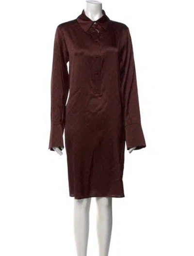Pre-owned Momoní Silk Knee-length Dress In Brown
