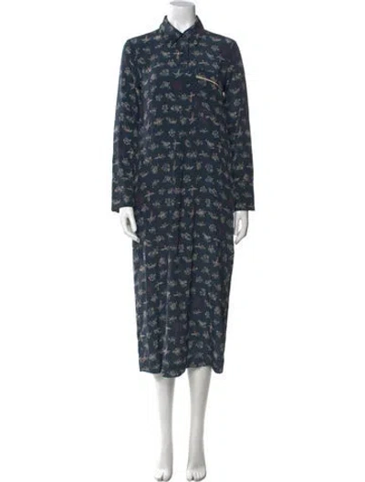 Pre-owned Momoní Silk Long Dress In Blue