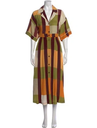 Pre-owned Momoní Silk Long Dress In Brown