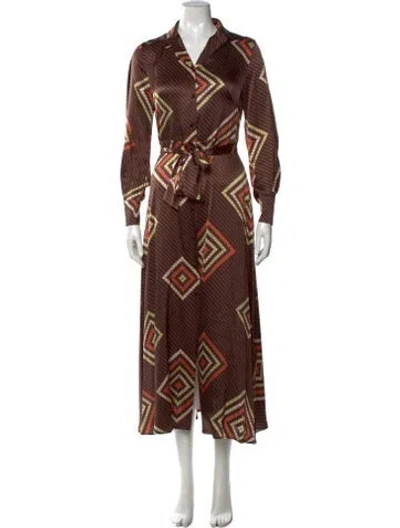 Pre-owned Momoní Silk Long Dress In Brown