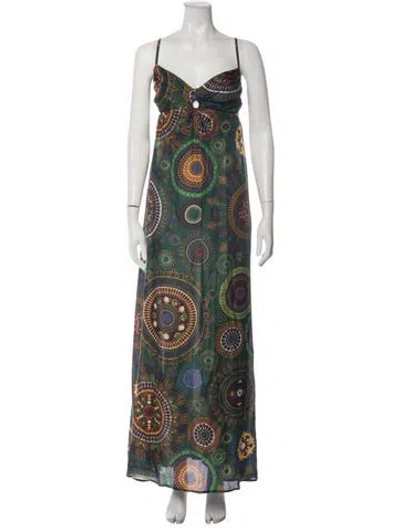 Pre-owned Momoní Silk Long Dress In Green