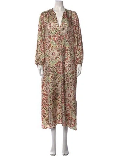 Pre-owned Momoní Silk Long Dress In Neutrals