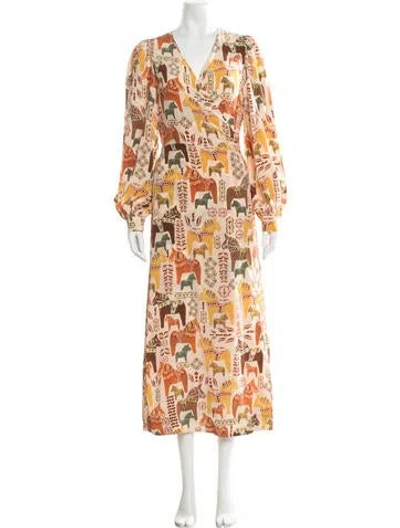Pre-owned Momoní Silk Long Dress In Neutrals