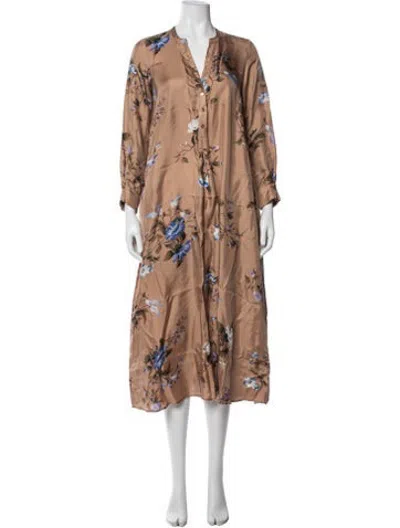 Pre-owned Momoní Silk Long Dress In Neutrals