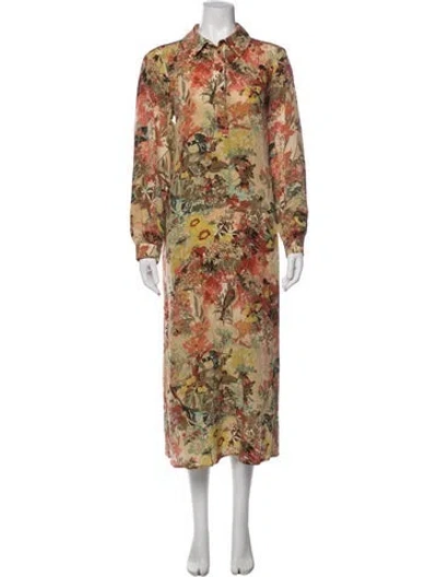 Pre-owned Momoní Silk Long Dress In Yellow