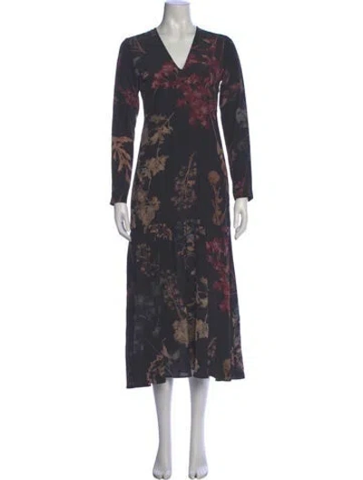 Pre-owned Momoní Silk Midi Length Dress In Black