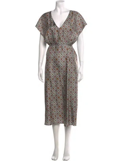 Pre-owned Momoní Silk Midi Length Dress In Blue